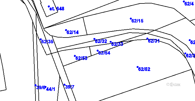 Parcela st. 62/54 v KÚ Nedvědice pod Pernštejnem, Katastrální mapa