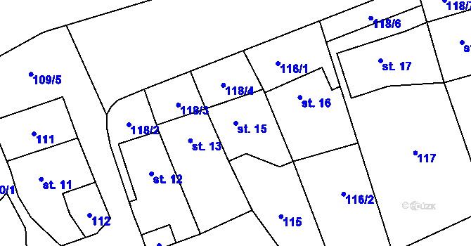 Parcela st. 15 v KÚ Nedvědice pod Pernštejnem, Katastrální mapa