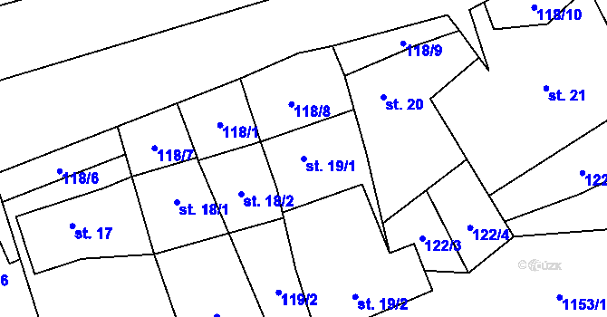 Parcela st. 19/1 v KÚ Nedvědice pod Pernštejnem, Katastrální mapa