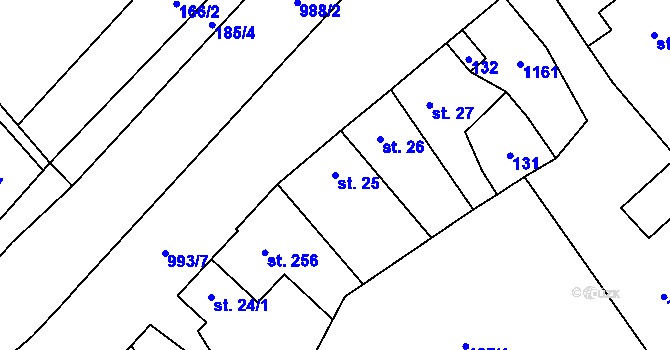 Parcela st. 25 v KÚ Nedvědice pod Pernštejnem, Katastrální mapa
