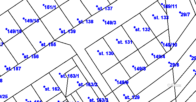 Parcela st. 130 v KÚ Nedvědice pod Pernštejnem, Katastrální mapa
