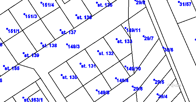 Parcela st. 132 v KÚ Nedvědice pod Pernštejnem, Katastrální mapa
