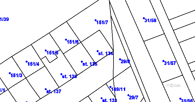 Parcela st. 134 v KÚ Nedvědice pod Pernštejnem, Katastrální mapa