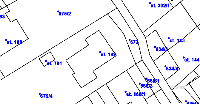 Parcela st. 142 v KÚ Nedvědice pod Pernštejnem, Katastrální mapa