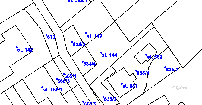 Parcela st. 144 v KÚ Nedvědice pod Pernštejnem, Katastrální mapa