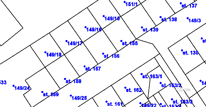 Parcela st. 156 v KÚ Nedvědice pod Pernštejnem, Katastrální mapa