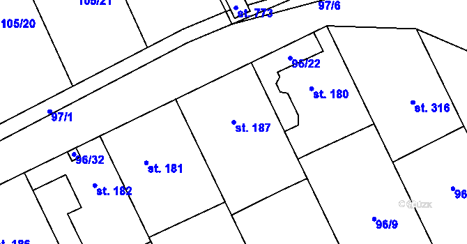 Parcela st. 187 v KÚ Nedvědice pod Pernštejnem, Katastrální mapa