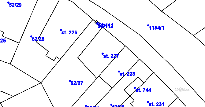 Parcela st. 227 v KÚ Nedvědice pod Pernštejnem, Katastrální mapa