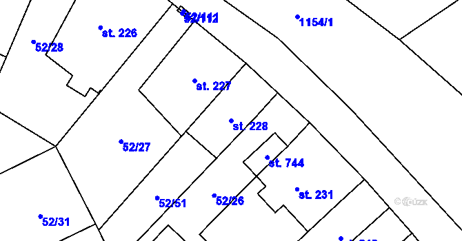 Parcela st. 228 v KÚ Nedvědice pod Pernštejnem, Katastrální mapa