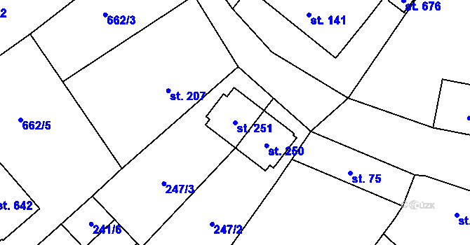 Parcela st. 251 v KÚ Nedvědice pod Pernštejnem, Katastrální mapa