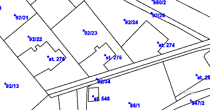 Parcela st. 275 v KÚ Nedvědice pod Pernštejnem, Katastrální mapa