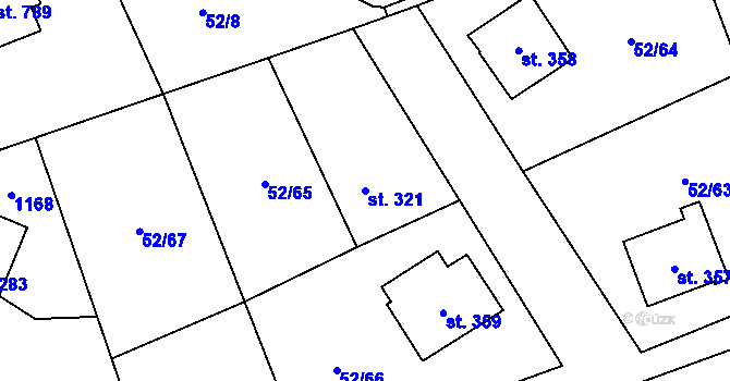 Parcela st. 321 v KÚ Nedvědice pod Pernštejnem, Katastrální mapa