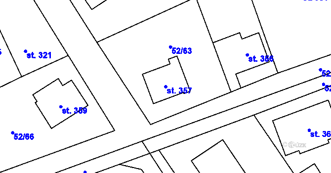 Parcela st. 357 v KÚ Nedvědice pod Pernštejnem, Katastrální mapa