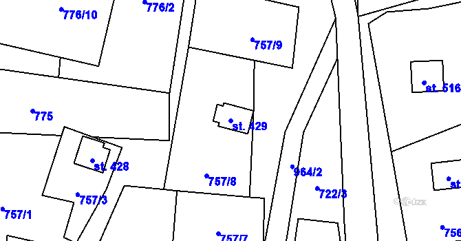 Parcela st. 429 v KÚ Nedvědice pod Pernštejnem, Katastrální mapa