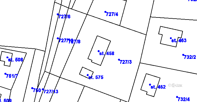 Parcela st. 458 v KÚ Nedvědice pod Pernštejnem, Katastrální mapa