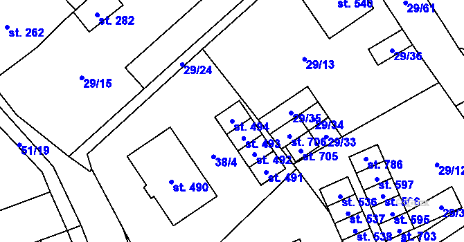 Parcela st. 494 v KÚ Nedvědice pod Pernštejnem, Katastrální mapa