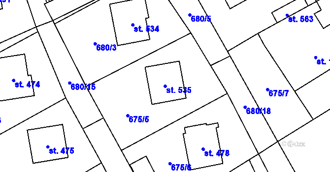 Parcela st. 535 v KÚ Nedvědice pod Pernštejnem, Katastrální mapa