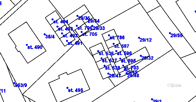 Parcela st. 536 v KÚ Nedvědice pod Pernštejnem, Katastrální mapa