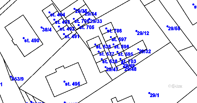 Parcela st. 537 v KÚ Nedvědice pod Pernštejnem, Katastrální mapa