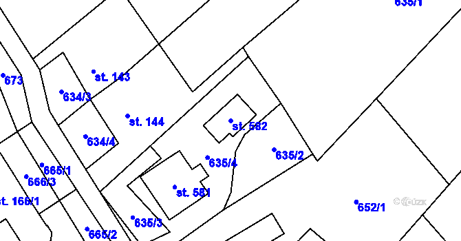 Parcela st. 582 v KÚ Nedvědice pod Pernštejnem, Katastrální mapa