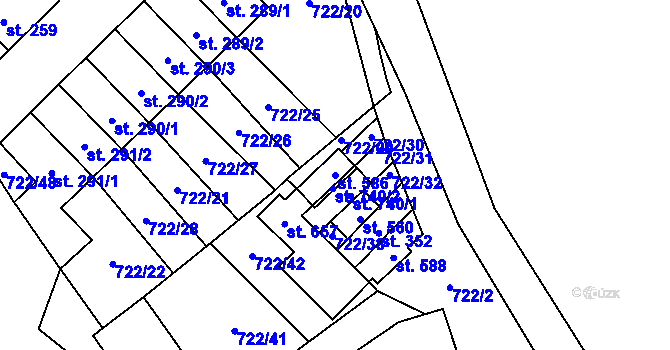 Parcela st. 586 v KÚ Nedvědice pod Pernštejnem, Katastrální mapa