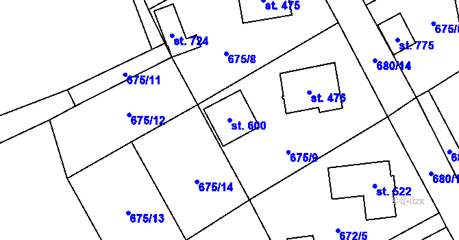 Parcela st. 600 v KÚ Nedvědice pod Pernštejnem, Katastrální mapa