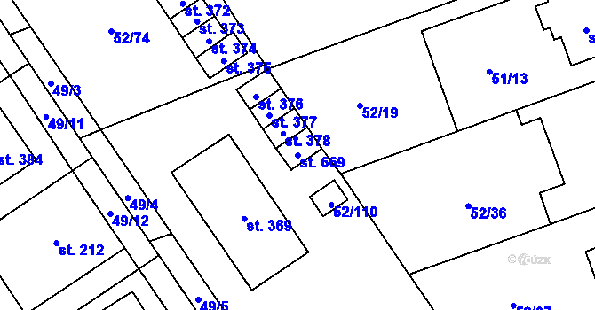 Parcela st. 669 v KÚ Nedvědice pod Pernštejnem, Katastrální mapa