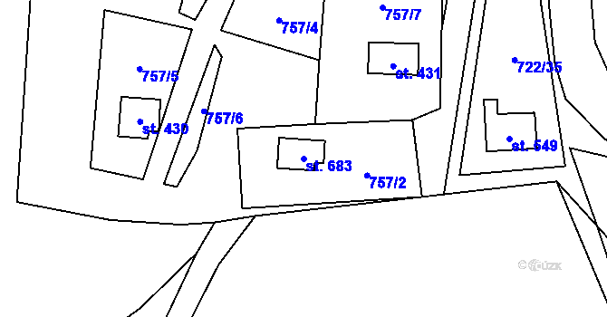 Parcela st. 683 v KÚ Nedvědice pod Pernštejnem, Katastrální mapa