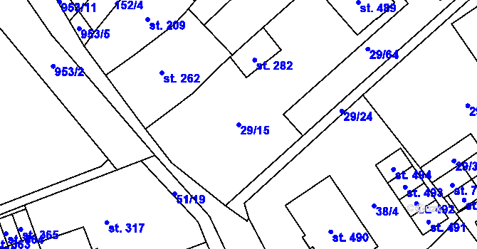 Parcela st. 29/15 v KÚ Nedvědice pod Pernštejnem, Katastrální mapa