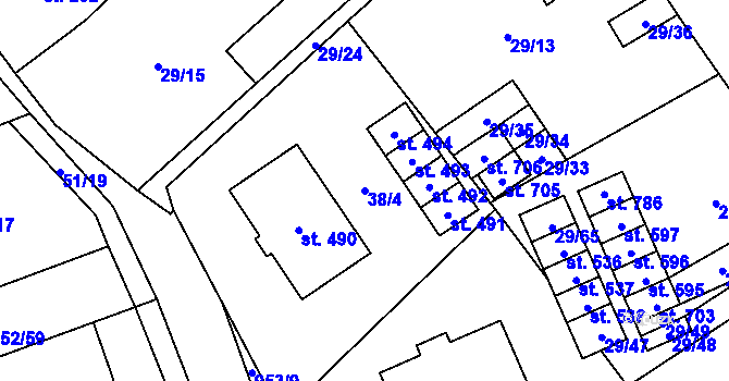 Parcela st. 38/4 v KÚ Nedvědice pod Pernštejnem, Katastrální mapa