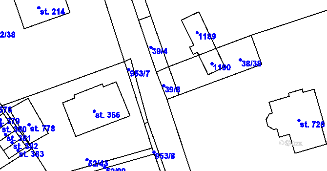 Parcela st. 39/8 v KÚ Nedvědice pod Pernštejnem, Katastrální mapa