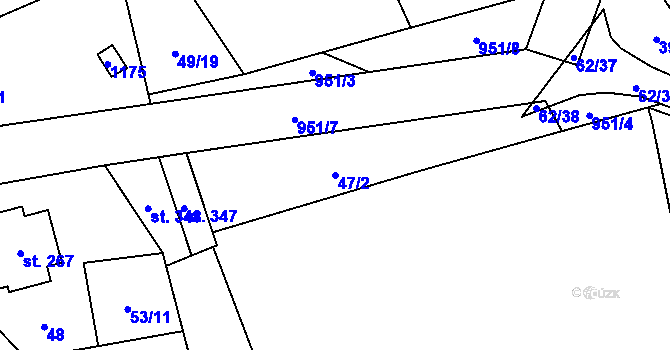 Parcela st. 47/2 v KÚ Nedvědice pod Pernštejnem, Katastrální mapa