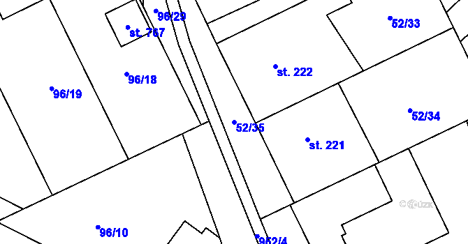 Parcela st. 52/35 v KÚ Nedvědice pod Pernštejnem, Katastrální mapa