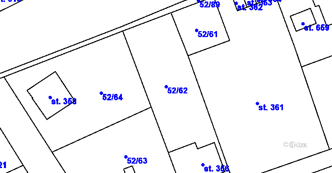 Parcela st. 52/62 v KÚ Nedvědice pod Pernštejnem, Katastrální mapa