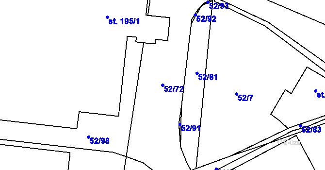 Parcela st. 52/72 v KÚ Nedvědice pod Pernštejnem, Katastrální mapa