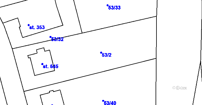 Parcela st. 53/2 v KÚ Nedvědice pod Pernštejnem, Katastrální mapa