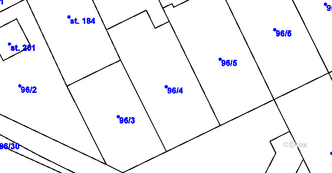 Parcela st. 96/4 v KÚ Nedvědice pod Pernštejnem, Katastrální mapa
