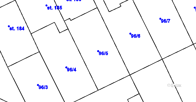 Parcela st. 96/5 v KÚ Nedvědice pod Pernštejnem, Katastrální mapa