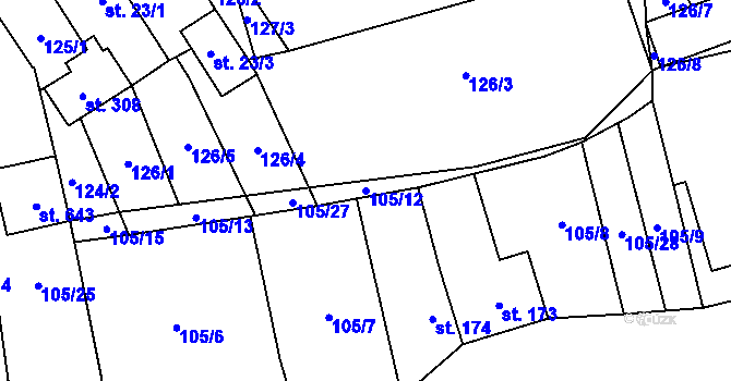 Parcela st. 105/12 v KÚ Nedvědice pod Pernštejnem, Katastrální mapa