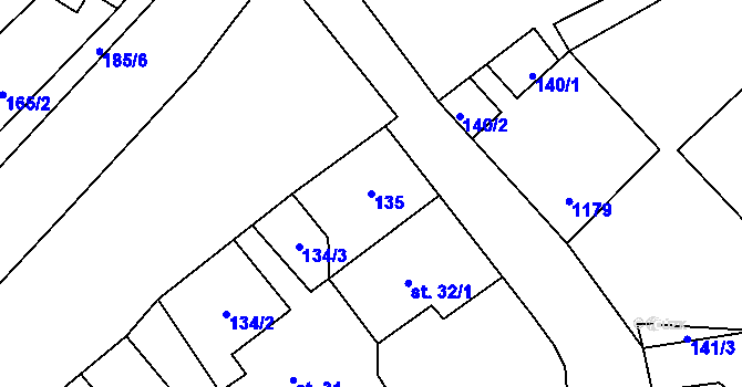 Parcela st. 135 v KÚ Nedvědice pod Pernštejnem, Katastrální mapa