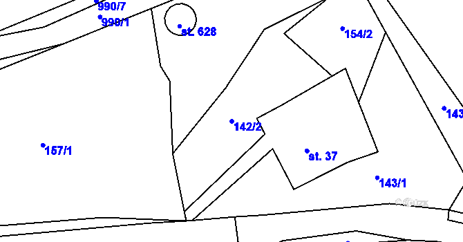 Parcela st. 142/2 v KÚ Nedvědice pod Pernštejnem, Katastrální mapa
