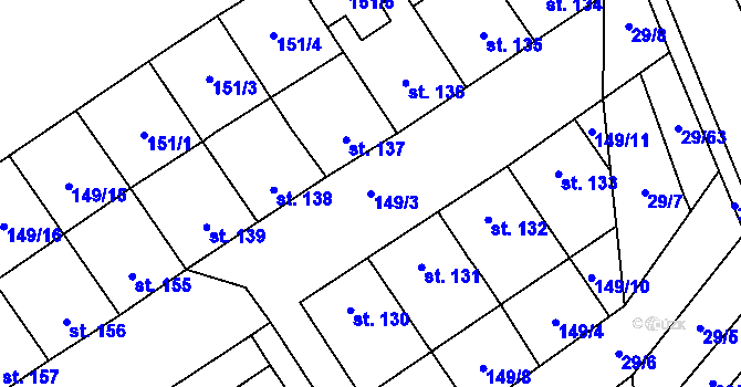 Parcela st. 149/3 v KÚ Nedvědice pod Pernštejnem, Katastrální mapa
