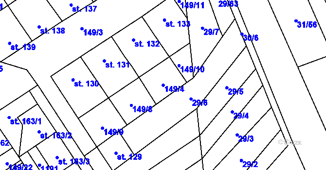 Parcela st. 149/4 v KÚ Nedvědice pod Pernštejnem, Katastrální mapa
