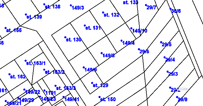 Parcela st. 149/8 v KÚ Nedvědice pod Pernštejnem, Katastrální mapa