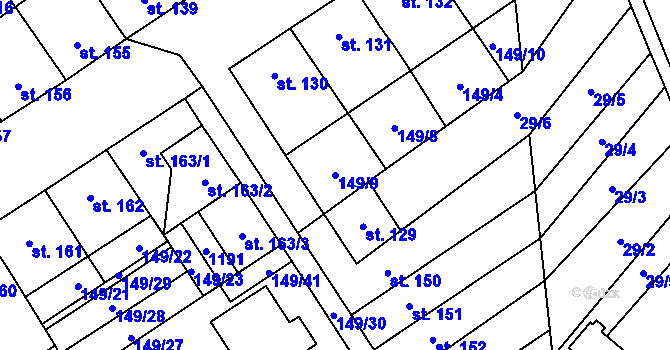 Parcela st. 149/9 v KÚ Nedvědice pod Pernštejnem, Katastrální mapa