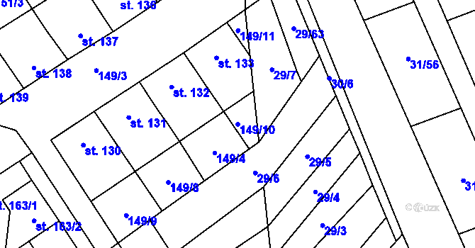 Parcela st. 149/10 v KÚ Nedvědice pod Pernštejnem, Katastrální mapa