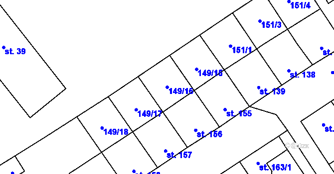 Parcela st. 149/16 v KÚ Nedvědice pod Pernštejnem, Katastrální mapa