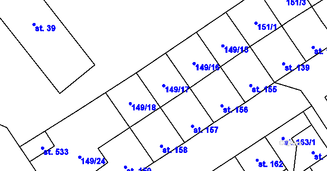 Parcela st. 149/17 v KÚ Nedvědice pod Pernštejnem, Katastrální mapa