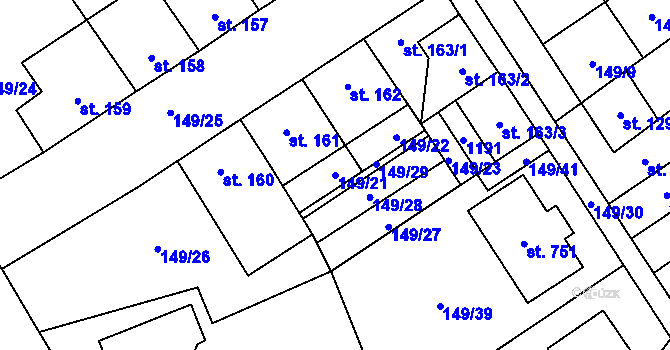 Parcela st. 149/21 v KÚ Nedvědice pod Pernštejnem, Katastrální mapa