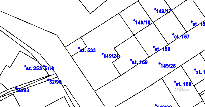 Parcela st. 149/24 v KÚ Nedvědice pod Pernštejnem, Katastrální mapa